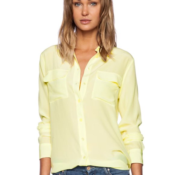 New York & Co. Women's Butter Yellow Button Up Blouse Sheer Spring Size XL NWT‎ - Picture 1 of 14